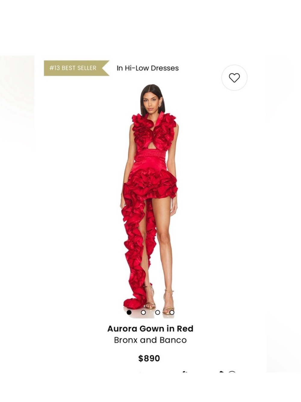 Bronx and Banco Aurora Gown in Red - High-Low Ruffle Evening Dress